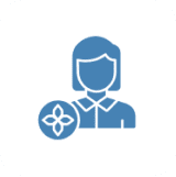 Person icon with floral symbol