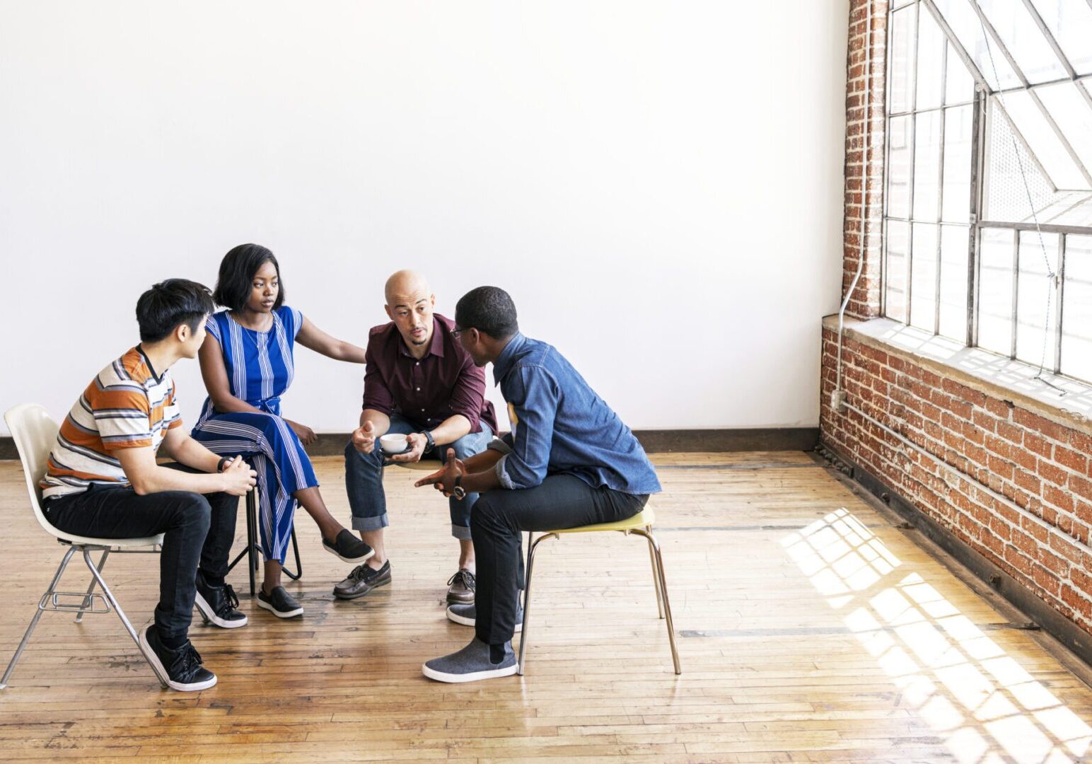 Diverse people in a support group
